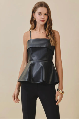 Ava leather peplum top