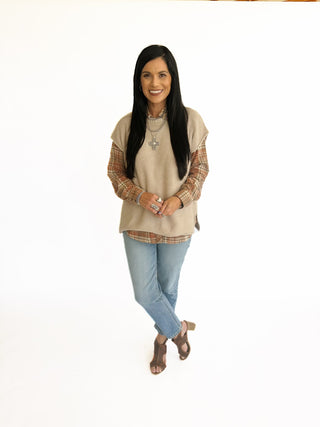 Brandi taupe oversized sleeveless sweater