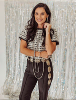 Charlie checkered sequin crop
