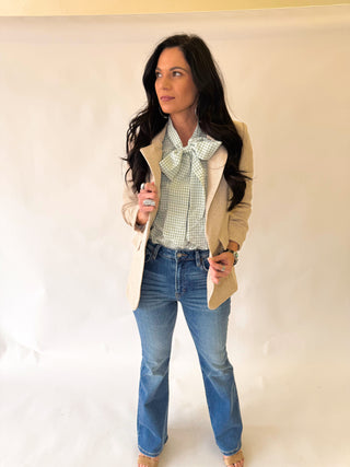 Kali textured cinch sleeve blazer