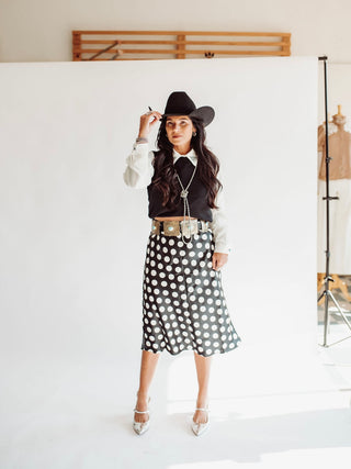 Renee polka dot midi skirt