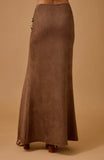 Buckle suede maxi skirt