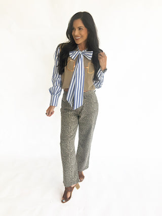 Stacy stripe bow blouse