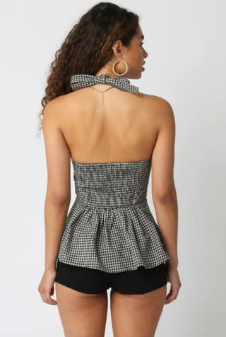 Payden black checkered halter top