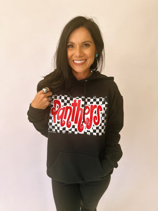 Checkered Panthers black hoodie sweatshirt