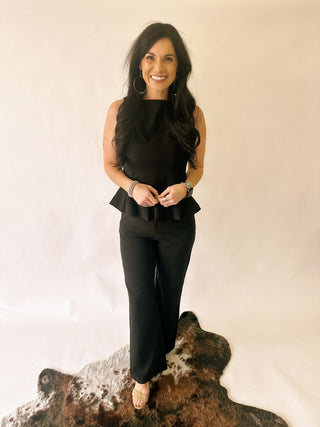 Palmer black peplum top