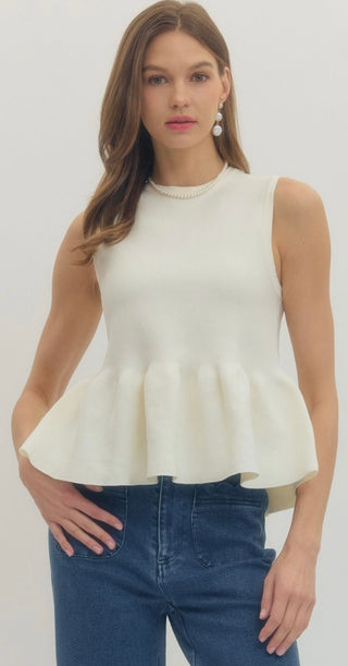 Malia cream peplum top