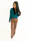 Maybree teal crop blouse