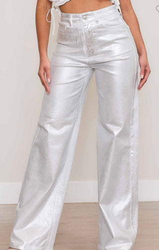 Vail silver wide leg denim