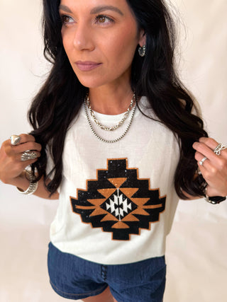 Paula subtle shimmer Aztec top