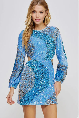 Macee blue sequin dress