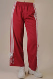 Jaida Crimson side ribbon jersey pants