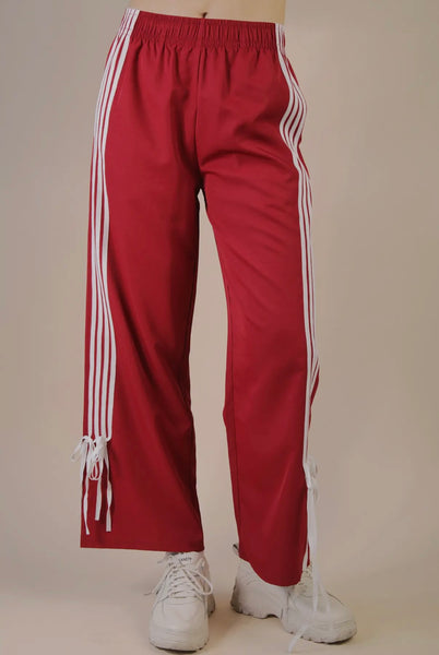 Jaida Crimson side ribbon jersey pants