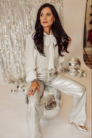 Vail silver wide leg denim