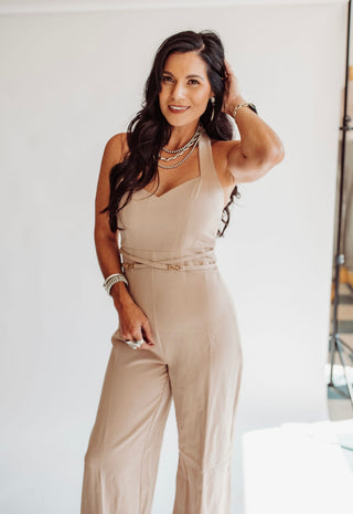 Brittany taupe jumpsuit