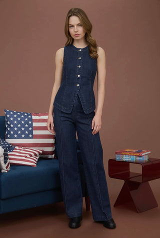 Denim beauty vest