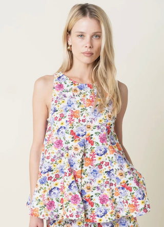 Lizeth Floral long line peplum top