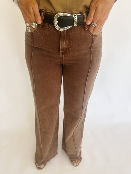 Jolee brown wide leg denim