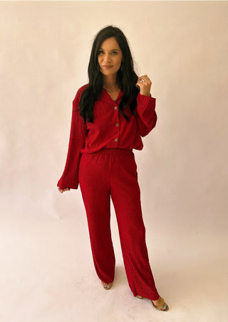 Jessi crimson textured blouse