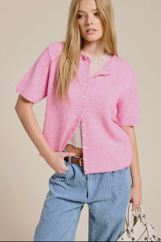 Kristi pink short sleeve cardigan