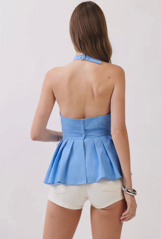 Nicole OU peplum halter top