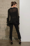 Amy black ruffle blouse