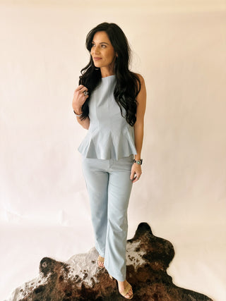 Palmer light blue peplum top