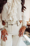 Riley cream ruffle blouse