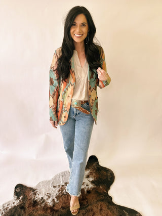 Beth Aztec western blazer with concho buttons
