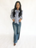 Stacy stripe bow blouse