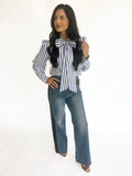 Stacy stripe bow blouse