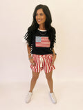 Red striped shorts