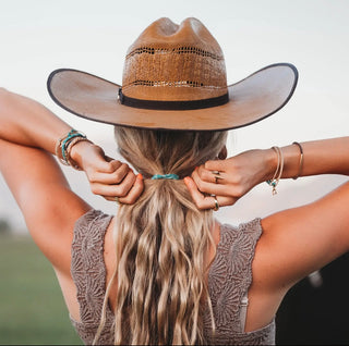 "Stride" Turquoise with Gold Cowboy Boot Hair Tie Bracelets