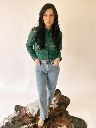 Grace eyelet button up top