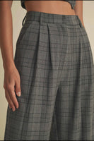Plaid wide leg dress pants