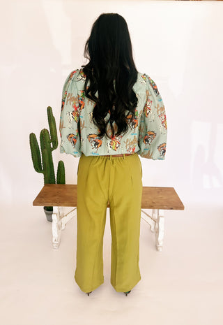 Brooke turquoise howdy blouse