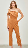 Tan one arm jumpsuit