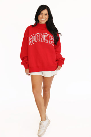 Sooner polka dot mock neck sweatshirt