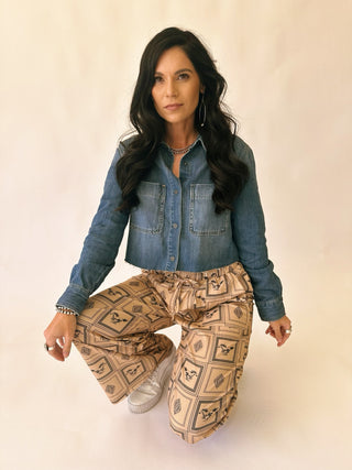 Jen cropped denim Pearl snap