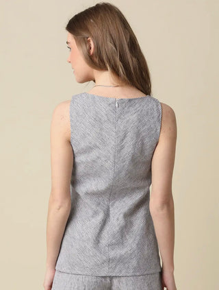 Brielle Indigo diagonal stripe long line top