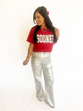 Sooner metallic varsity boyfriend tee