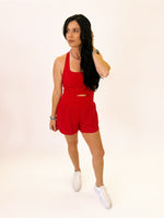 Callie red athletic romper