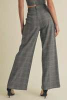Plaid wide leg dress pants