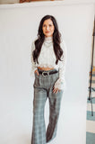 Plaid wide leg dress pants