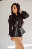 Ava leather peplum top
