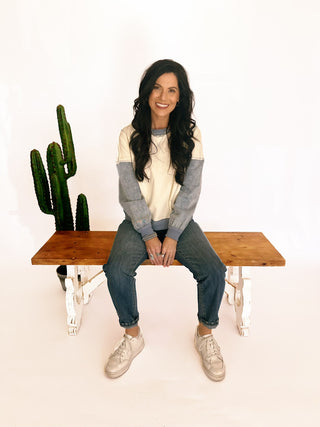 Charolette denim sleeve pullover