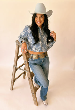 Melissa lace denim button down