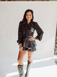 Shanay black leather shorts