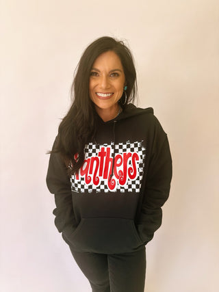 Checkered Panthers black hoodie sweatshirt