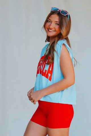 America puff muscle tee